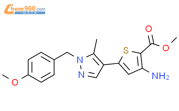 2-THIOPHENECARBOXYLIC ACID, 3-AMINO-5-[1-[(4-METHOXYPHENYL)METHYL]-5-METHYL-1H-PYRAZOL-4-YL]-, METHYL ESTER