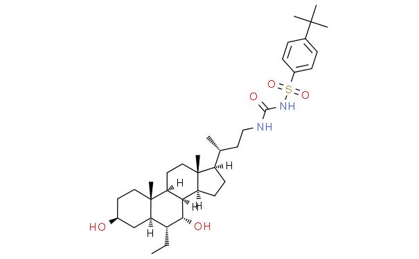 Benzenesulfonamide, 4-(1,1-dimethylethyl)-N-[[[(3α,5β,6α,7α)-6-ethyl-3,7-dihydroxy-24-norcholan-23-yl]amino]carbonyl]-