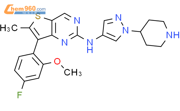 Thieno[3,2-d]pyrimidin-2-amine, 7-(4-fluoro-2-methoxyphenyl)-6-methyl-N-[1-(4-piperidinyl)-1H-pyrazol-4-yl]-