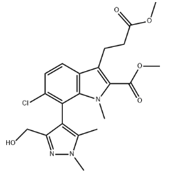 1H-Indole-3-propanoic acid, 6-chloro-7-[3-(hydroxymethyl)-1,5-dimethyl-1H-pyrazol-4-yl]-2-(methoxycarbonyl)-1-methyl-, methyl ester