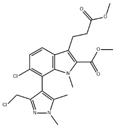 1H-Indole-3-propanoic acid, 6-chloro-7-[3-(chloromethyl)-1,5-dimethyl-1H-pyrazol-4-yl]-2-(methoxycarbonyl)-1-methyl-, methyl ester