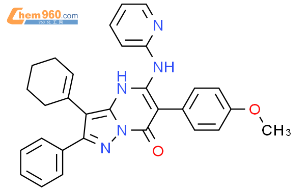 Pyrazolo[1,5-a]pyrimidin-7(4H)-one, 3-(1-cyclohexen-1-yl)-6-(4-methoxyphenyl)-2-phenyl-5-(2-pyridinylamino)-