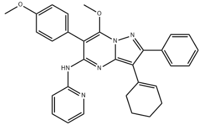 Pyrazolo[1,5-a]pyrimidin-5-amine, 3-(1-cyclohexen-1-yl)-7-methoxy-6-(4-methoxyphenyl)-2-phenyl-N-2-pyridinyl-