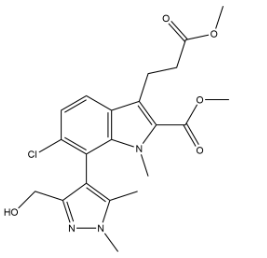1H-Indole-3-propanoic acid, 6-chloro-7-[3-(hydroxymethyl)-1,5-dimethyl-1H-pyrazol-4-yl]-2-(methoxycarbonyl)-1-methyl-, methyl ester, (7R)-