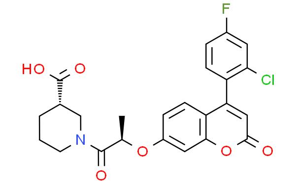 3-Piperidinecarboxylic acid, 1-[(2R)-2-[[4-(2-chloro-4-fluorophenyl)-2-oxo-2H-1-benzopyran-7-yl]oxy]-1-oxopropyl]-, (3S)-