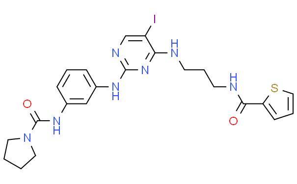 N-[3-[[5-碘-4-[[3-[(2-噻吩基羰基)氨基]丙基]氨基]-2-嘧啶基]氨基]苯基]-1-吡咯烷甲酰胺