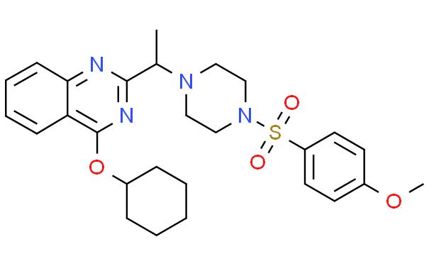 4-(cyclohexyloxy)-2-(1-(4-[(4-Methoxybenzene)sulfonyl]piperazin-1-yl)ethyl)quinazoline